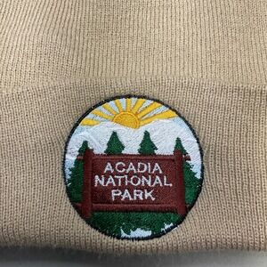Crazy Apparel Acadia National Park Beanie Men OS Tan Excellent Embroidered Patch